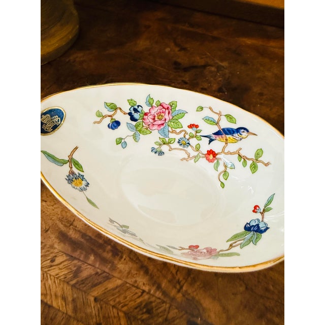 1970s Vintage Aynsley Pembroke Avocado Bowl Fine English Bone China For Sale - Image 5 of 8