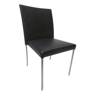 Walter Knoll Jason Lite Side Chair in Black With Satin Chrome Legs (New) For Sale