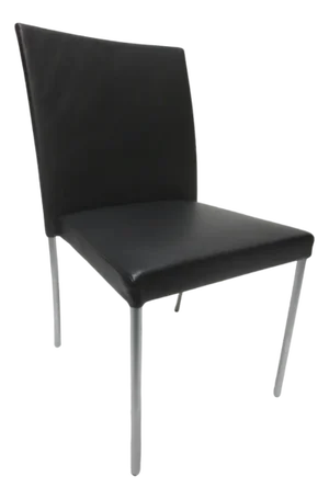 Walter Knoll Jason Lite Side Chair in Black With Satin Chrome Legs (New)