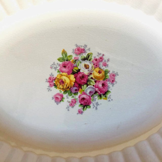 Mid-Century Modern Vintage Midcentury Knowles China Floral Pattern Large Oval Platter For Sale - Image 3 of 5