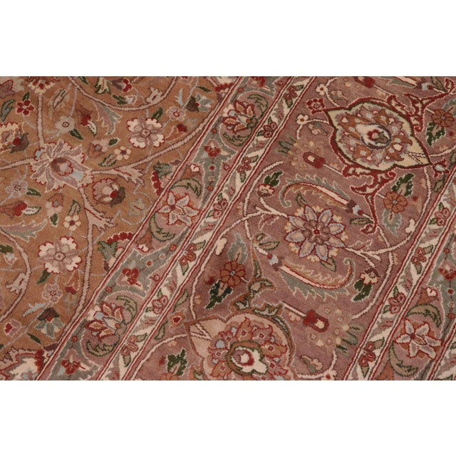 Floral 1990's Pak-Persian Dark Tan/Tan Wool Rug - 9'3'' X 11'10'' For Sale In New York - Image 6 of 9