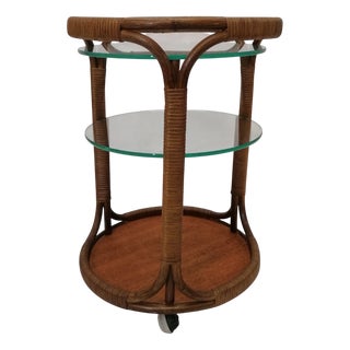 Vintage Bohemian Bamboo Bar Trolley For Sale