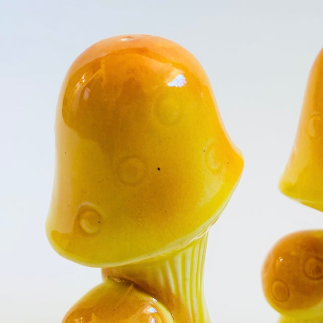 Mid Century Yellow Ceramic Mushroom Salt and Pepper Shakers, Japan For Sale In San Francisco - Image 6 of 10