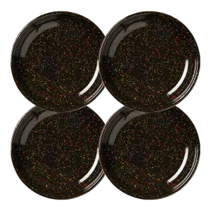 Crow Canyon Home Enamelware, Rainbow Falls 10.5" Coupe Dinner Plates in Black - Set of 4