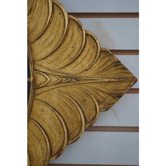 Gold Vintage Square Gold Leaf Finish Decorator Leaf Mirror For Sale - Image 8 of 9