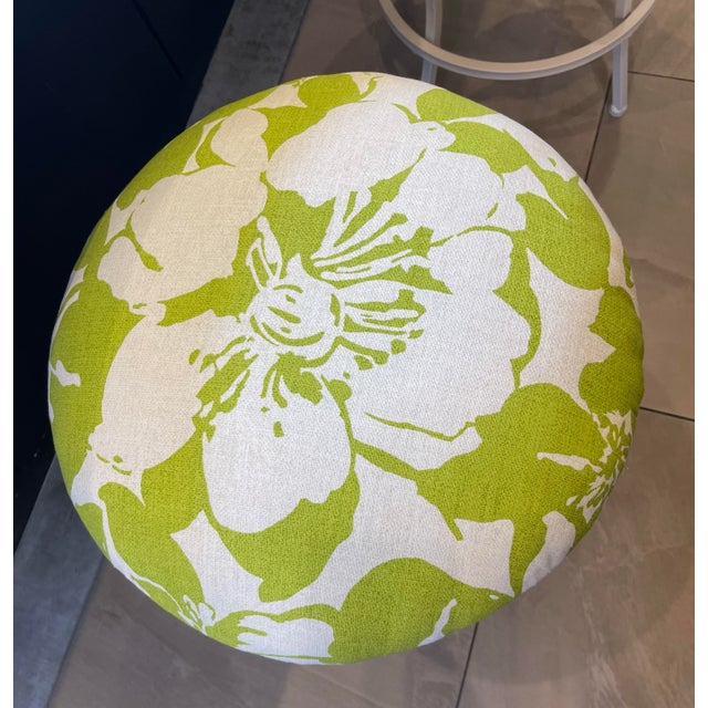 Summer Ivory & Lime Iron Scroll Upholstered Counter Stools (Set of 3) For Sale In San Diego - Image 6 of 11