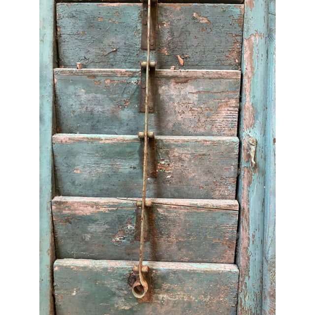 1900 - 1909 1900's French Robins Egg Blue Painted Wooden Window Shutters /Pr For Sale - Image 5 of 8