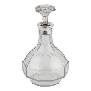 French Silver & Cut Glass Decanter For Sale