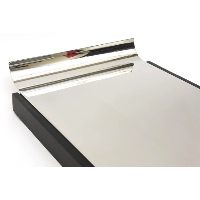 1960s Vintage Stainless Steel and Black Wood Tray 1960's For Sale - Image 5 of 9