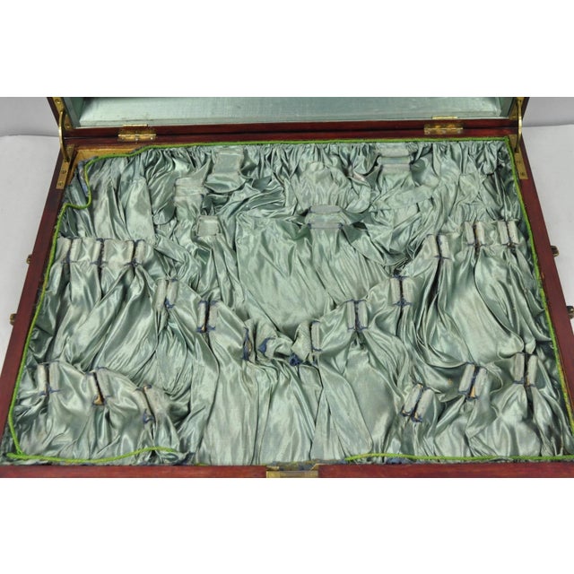 Antique S Kind & Sons Edwardian Mahogany Fitted Silverware Flatware Case Chest For Sale - Image 12 of 18