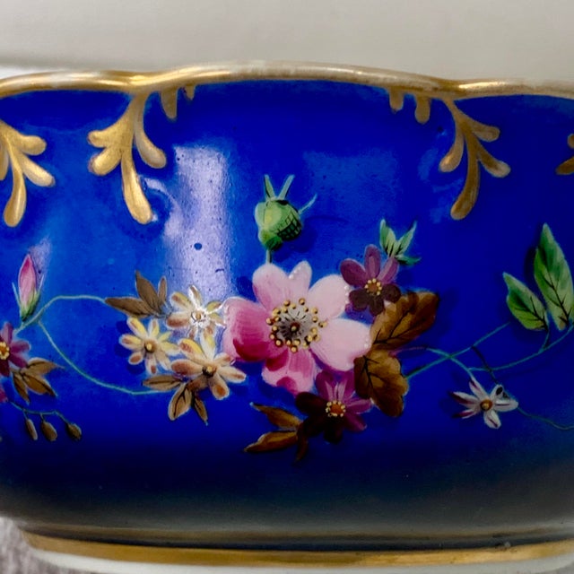 Late 19th Century Antique Russian Gardner Porcelain Bowl, Cobalt Blue Floral, Gilt, Moscow, 7", C. 1880 For Sale - Image 5 of 17