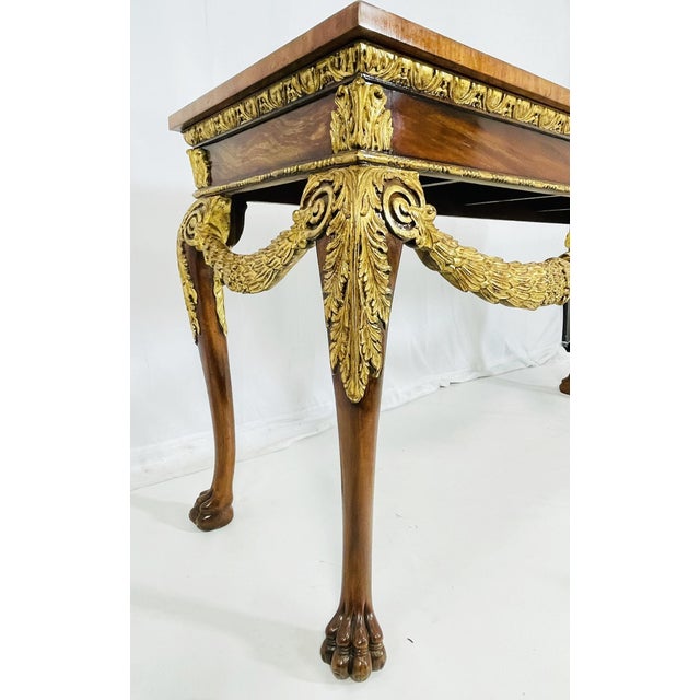 Brown 1980s Georgian Carved & Gold Gilt Mahogany Console Table by Maitland Smith For Sale - Image 8 of 12
