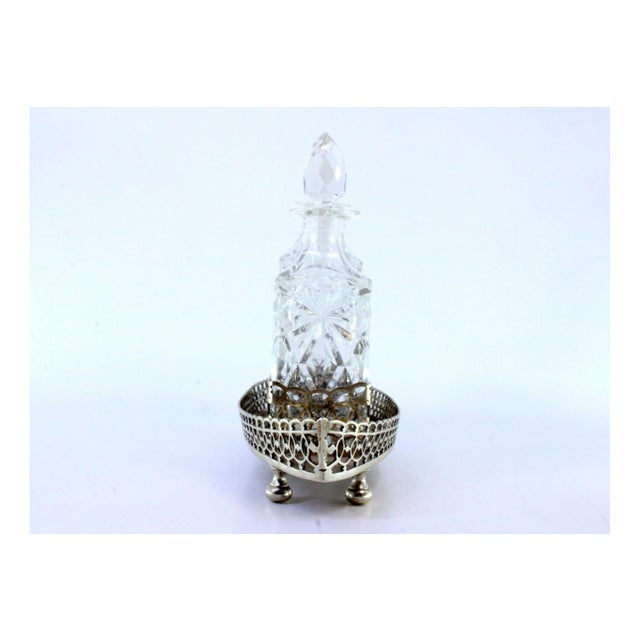 Perfume Bottles in Cut Glass with Silver Frame and Ship Grid, Set of 3 For Sale - Image 6 of 7
