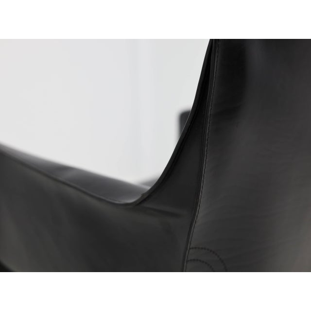 Metal Vintage Italian Model Cab 413 Black Leather Armchairs by Mario Bellini for Cassina, 1977, Set of 4 For Sale - Image 7 of 13