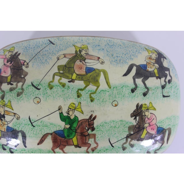 Vintage Hand Painted Kashmir Trinket Box With Horses Polo Gold Handmade in India, Papier Maché, Paper Mache For Sale - Image 10 of 10