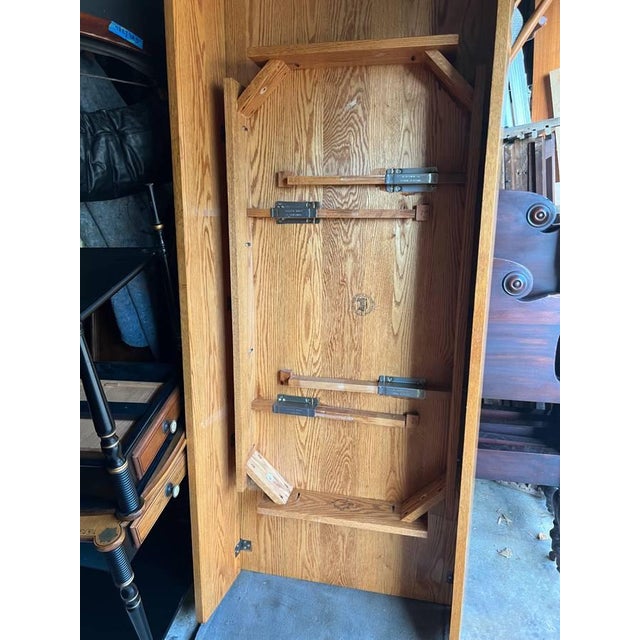 Brown Tom Seely Furniture Shaker Style Solid Oak Dining Table and 8 Ladder Back Dining Chairs. - Set of 9 For Sale - Image 8 of 12