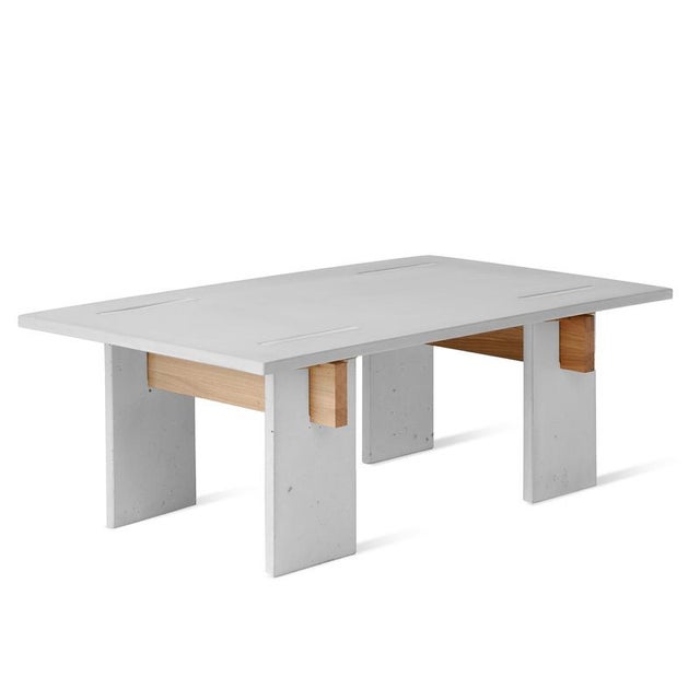 Arnold Light Concrete and Light Oak Wedges Coffee Table by Eberhart Furniture Dimensions: D 110 x W 65 x H 38 cm....