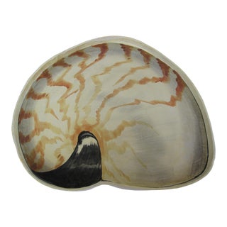 Vintage Hand-Painted Papier Mache Shell Tray For Sale