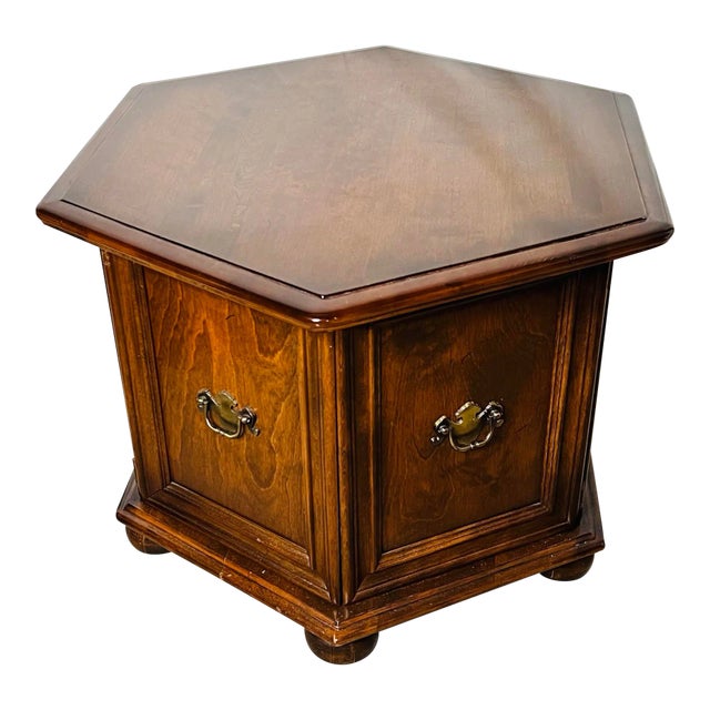 Mid Century Ethan Allen Hexagon SideTable For Sale
