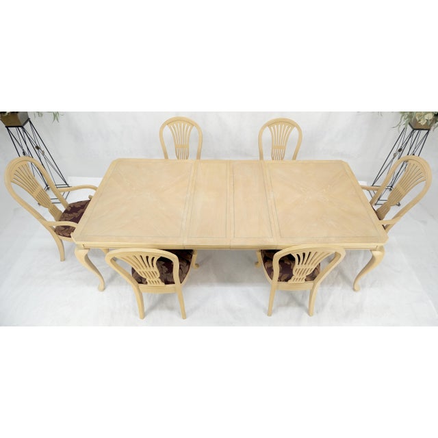 Cream Queen An Style White Wash Dining Table 6 Chairs Set by Century Furniture MINT For Sale - Image 8 of 17