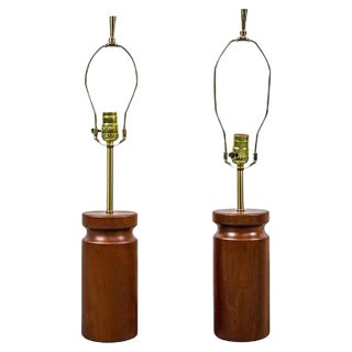 Cherry Wood Table Lamps by Arden Riddle, 1950s, Set of 2 For Sale