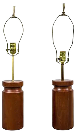 Cherry Wood Table Lamps by Arden Riddle, 1950s, Set of 2