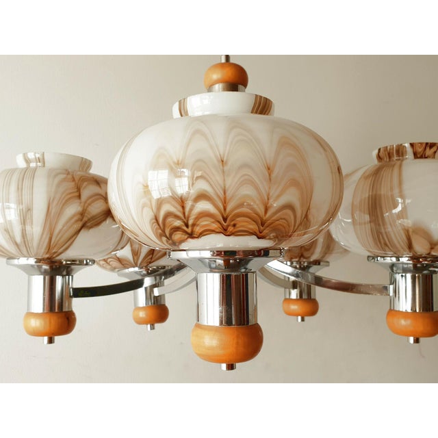 Vintage Chandelier in Glass with Marble and Steel, 1960s For Sale - Image 4 of 9