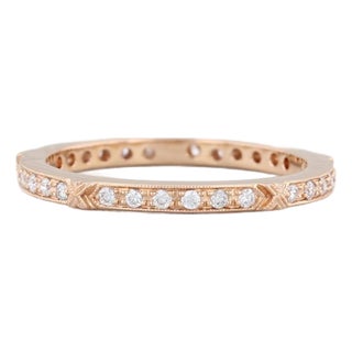 New Beverley K 0.22ctw Diamond Eternity Ring 18k Rose Gold Stackable Band Sz 6.5 For Sale