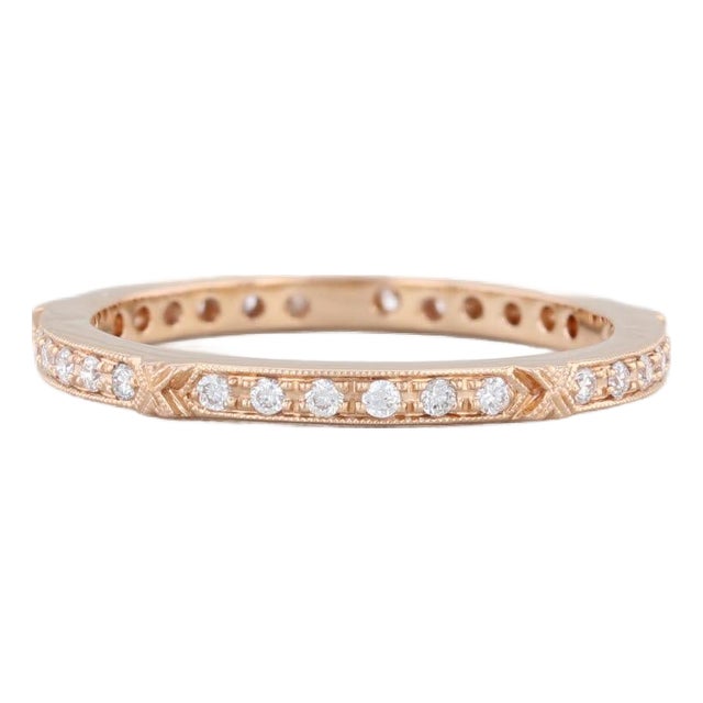 New Beverley K 0.22ctw Diamond Eternity Ring 18k Rose Gold Stackable Band Sz 6.5 For Sale