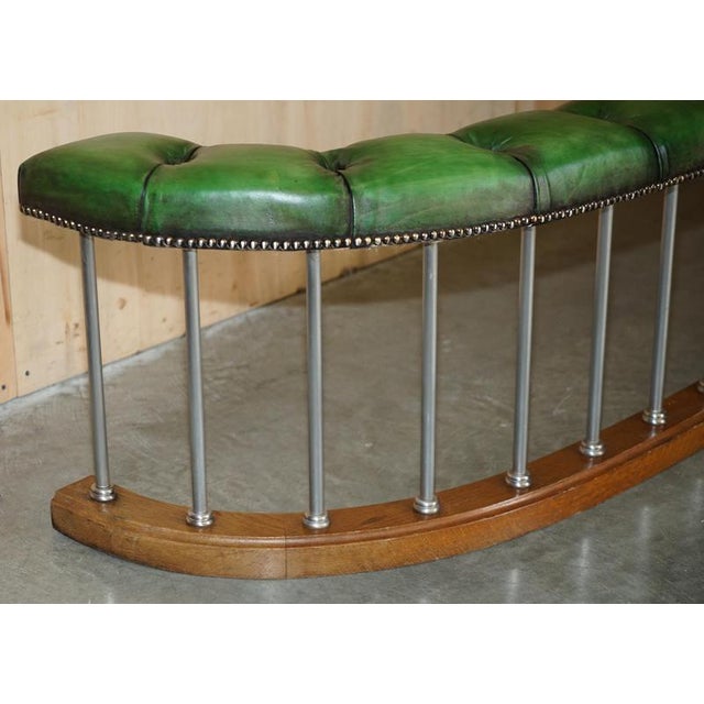 Victorian Chesterfield Demi Lune Fireplace Club Fender in Leather For Sale - Image 9 of 17