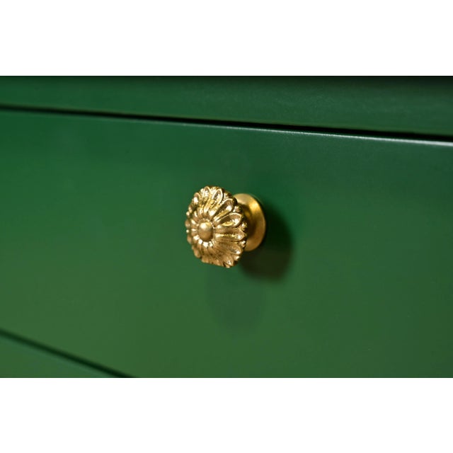 Wood Baker Furniture French Empire Green Lacquered Nightstands, Newly Refinished For Sale - Image 7 of 12