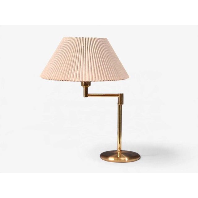 Swedish Modern, Articulating Table Lamp, Solid Brass, Sweden, 1980s For Sale - Image 4 of 15
