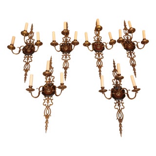 Vintage Wall Lamps in Bronze, Set of 6 For Sale