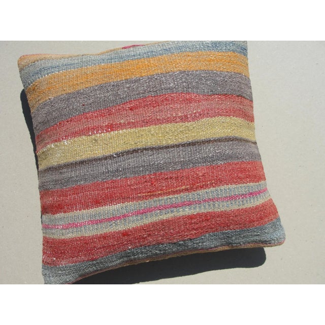 Kilim Rug Pillow Made from old turkish kilims Back side cotton and has closed with a solid hidden zipper size:16" x 16" It...