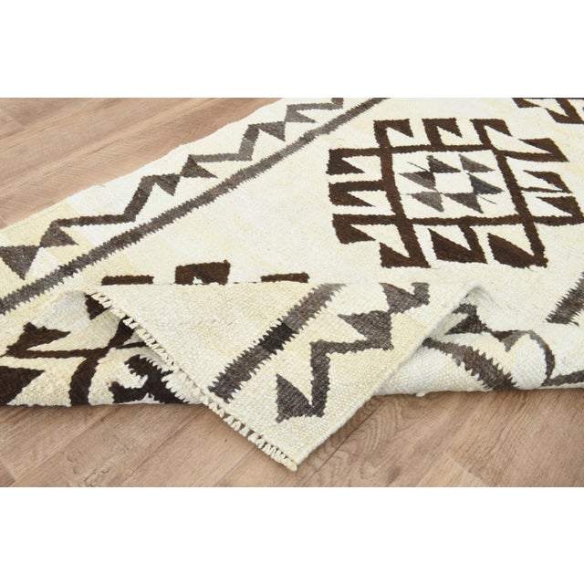 Beige 1970s Turkish Oushak Handmade Wool Cotton Beige Runner Rug For Sale - Image 8 of 11