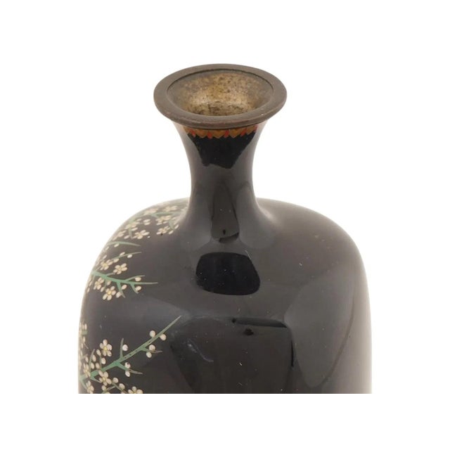 Late 19th Century Meiji Japanese Cloisonne Enamel Silver Wire Signed Botanical Garden Vase For Sale - Image 5 of 8