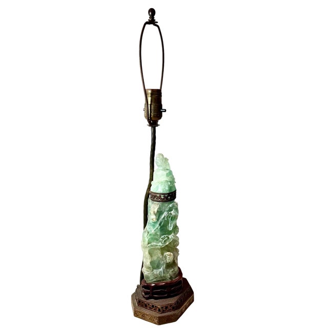 19th Century Antique Chinese Carved Quartz Figural Lamp For Sale - Image 5 of 7