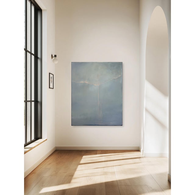 Textile Falling Fire - Muted Color Atmospheric Abstract Alluring Oil Painting on Canvas Original Artwork by Mark Acetelli For Sale - Image 7 of 9