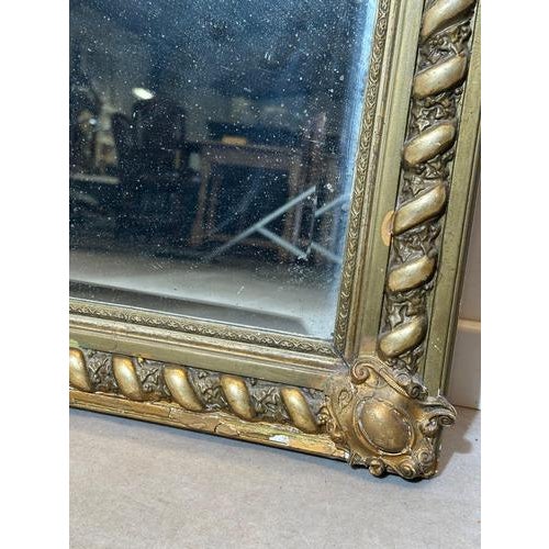 Glass Large Antique Giltwood Mirror with Lion Mask For Sale - Image 7 of 8