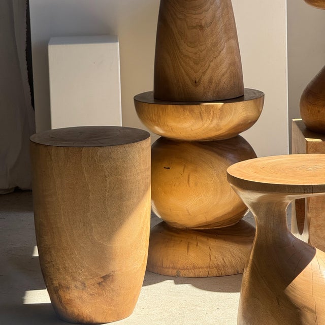 Vintage Side Table in Natural Cylindrical Mango Wood, 1980s For Sale - Image 10 of 11