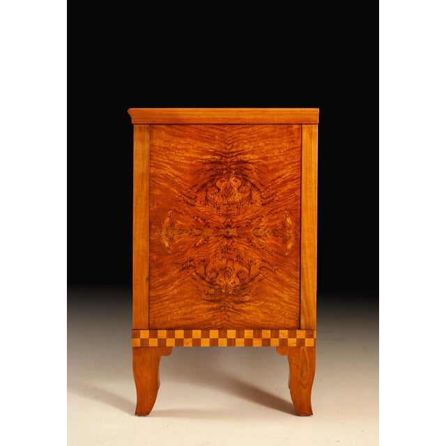 Italian Handcrafted Italian Burl Wood Chest With Checkerboard Inlay For Sale - Image 3 of 5