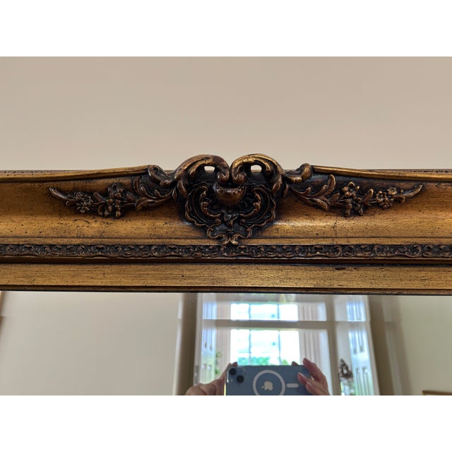 Wood Ornate Wood Gold Leaf Lacquered Mirror For Sale - Image 7 of 10