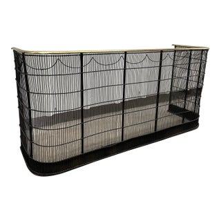 English Wire Firescreen With Brass Trim For Sale