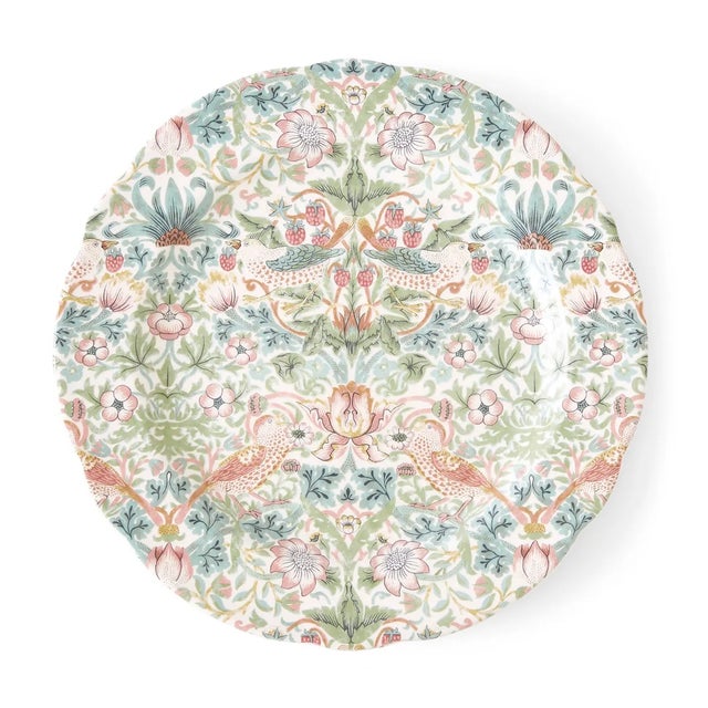 Ceramic Spode Morris & Co. Strawberry Thief 12" Round Serving Tray with Scalloped Edge For Sale - Image 7 of 7
