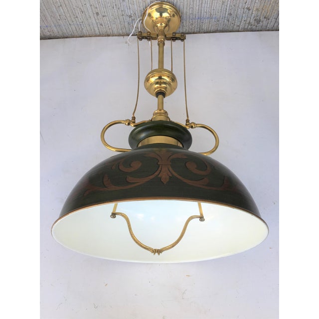 Metal Original 1960s Adjustable Height Scandinavian Hanging Light Made in Italy For Sale - Image 7 of 12