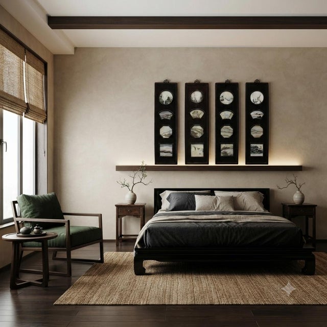 Gray Chinese Rosewood Dream Stone Scenery Wall Panel Set 4 Pieces For Sale - Image 8 of 9