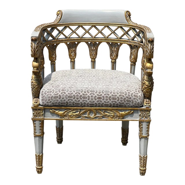 1960s Neoclassical Style Gold Leaf Armchair For Sale