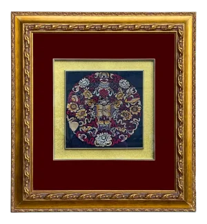 Oriental Chinese Embroidery Flower Framed Wall Decor
