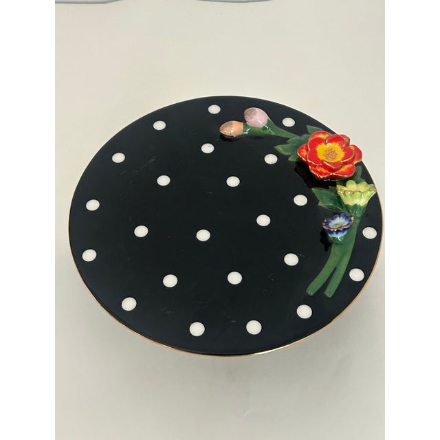 Mackenzie-Childs small ceramic pedestal purchased at the Barn Sale approximately 2022