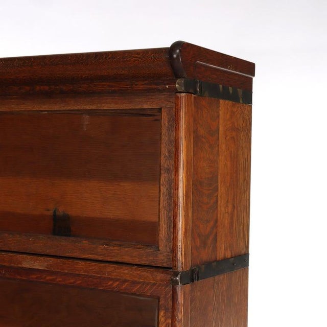 1920s Antique Globe Wernicke Arts & Crafts Mission Oak Stack Barrister Bookcase Circa 1920 For Sale - Image 5 of 10